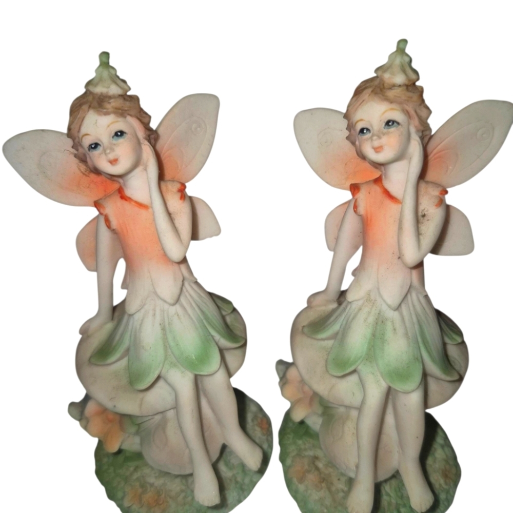 Set Of Polystone Fairy Figurines Very Detailed 4 7/8 In Tall  By Greenbrier New